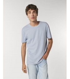 TEE-SHIRT homme VINTAGE délavé coton bio col rond, coupe classique bleu lavande