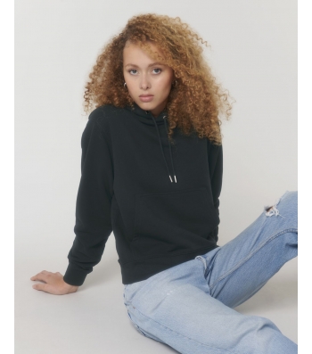 SWEAT-SHIRT Femme Capuche léger terry coton BIO noir