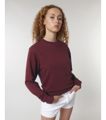 SWEAT-SHIRT Femme léger terry coton BIO rouge bordeaux