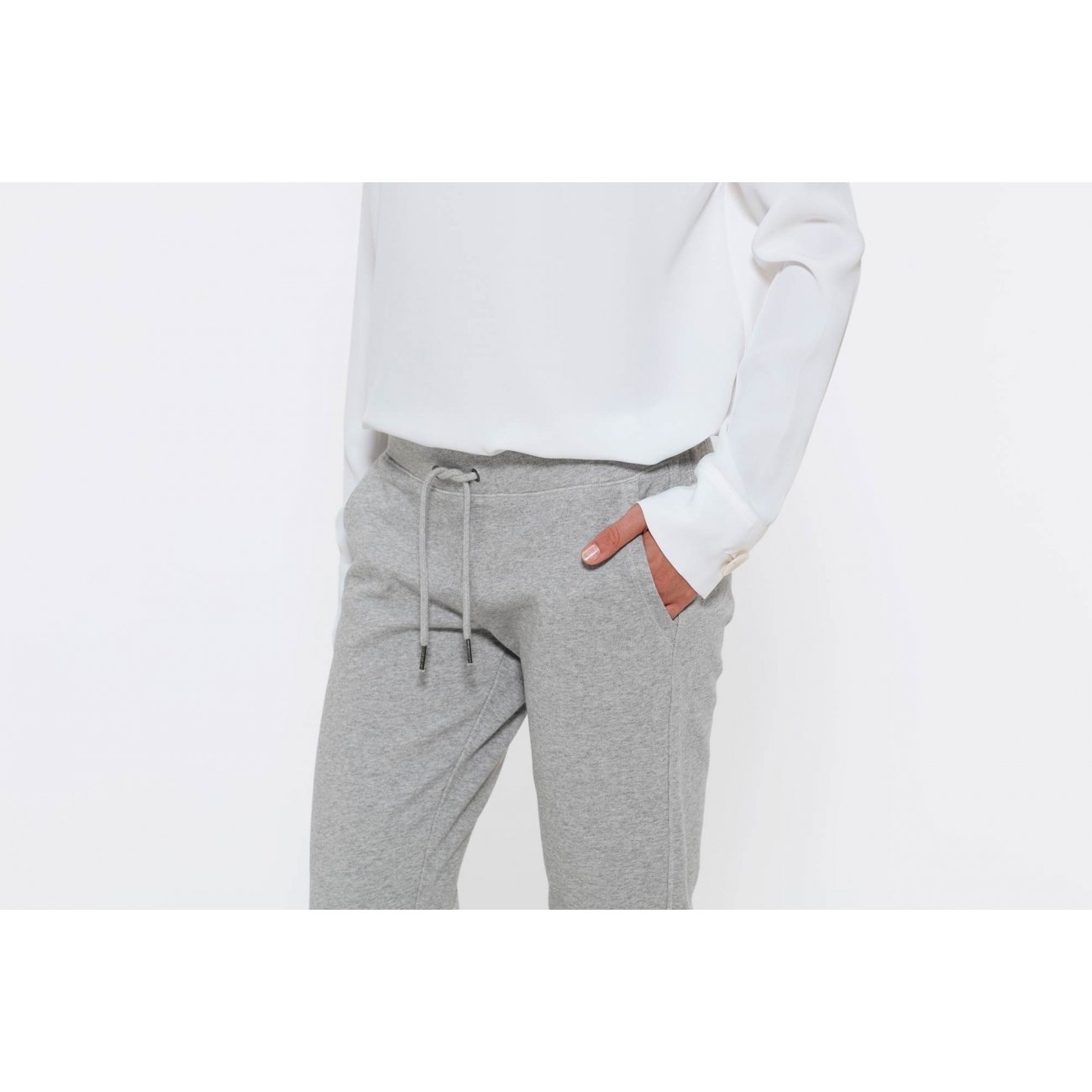 Pantalon de Jogging en coton Bio, gris chiné pour Femme - STEEZSTUDIO