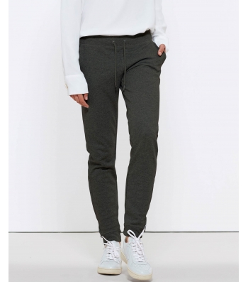 Pantalon de Jogging en coton Bio, gris foncé chiné pour Femme