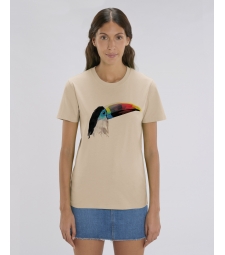 TEE-SHIRT couleur sable coton bio, impression toucan