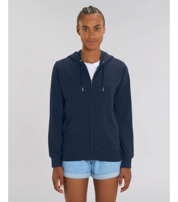 VESTE à Capuche Zippée légère Coton Bio femme Vieux Bleu marine Navy
