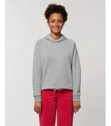 SWEAT court à capuche femme coton Bio Gris clair chiné