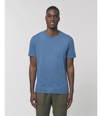 TEE-SHIRT style vintage délavé bleu Coton bio teinté pièce