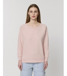 SWEAT col rond rose crème chiné coton bio éthique