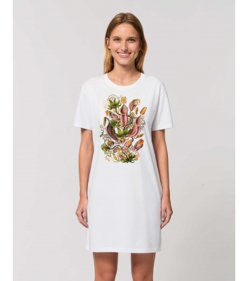ROBE Tee-shirt coton bio blanc impression fleur nepenthes