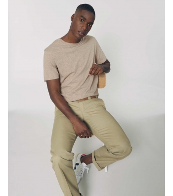 TEE-SHIRT classique col rond Homme en coton Bio FWF beige sable chiné