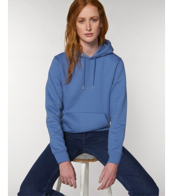 SWEAT-SHIRT Femme Capuche épais et intérieur doux coton BIO Beau bleu lumineux